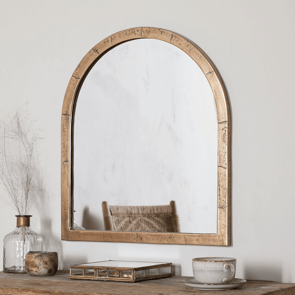 Murwara Wall Mirror, Antique Brass