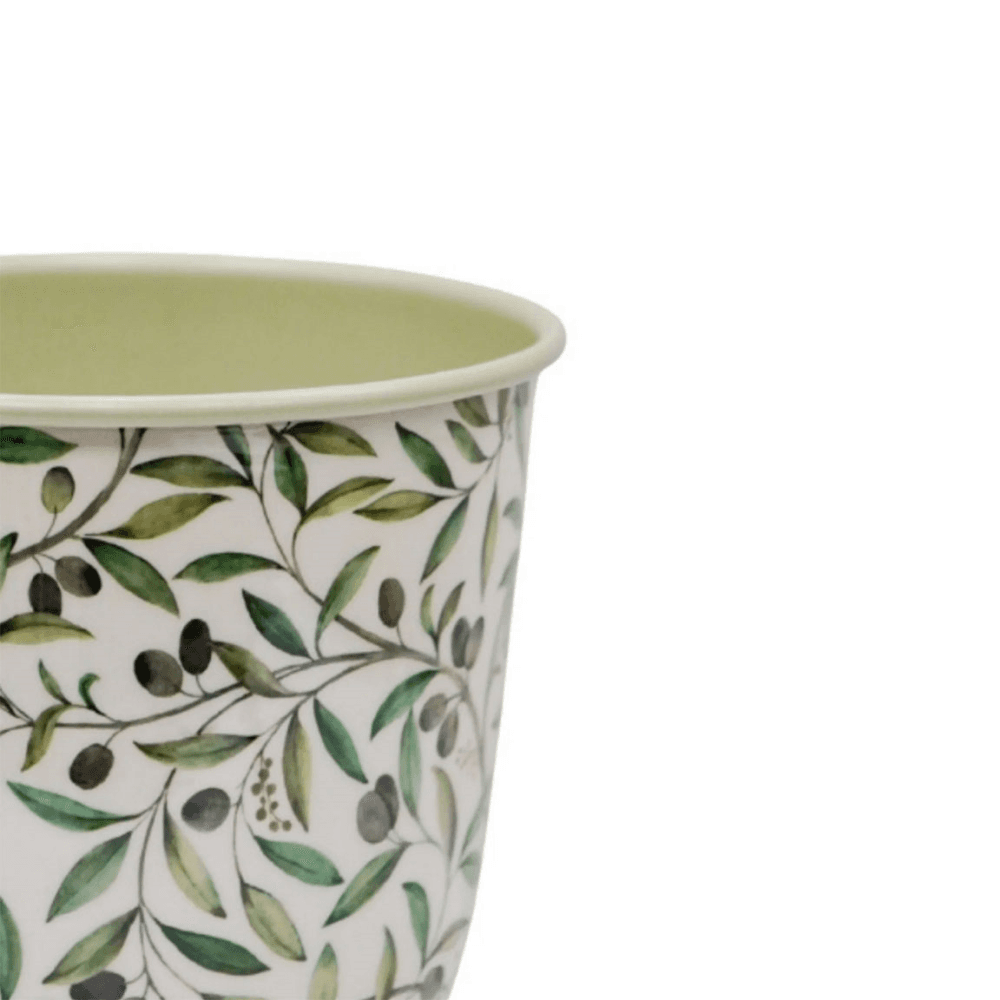 Maisie Set of 2 Vintage Metal Planters, Olive