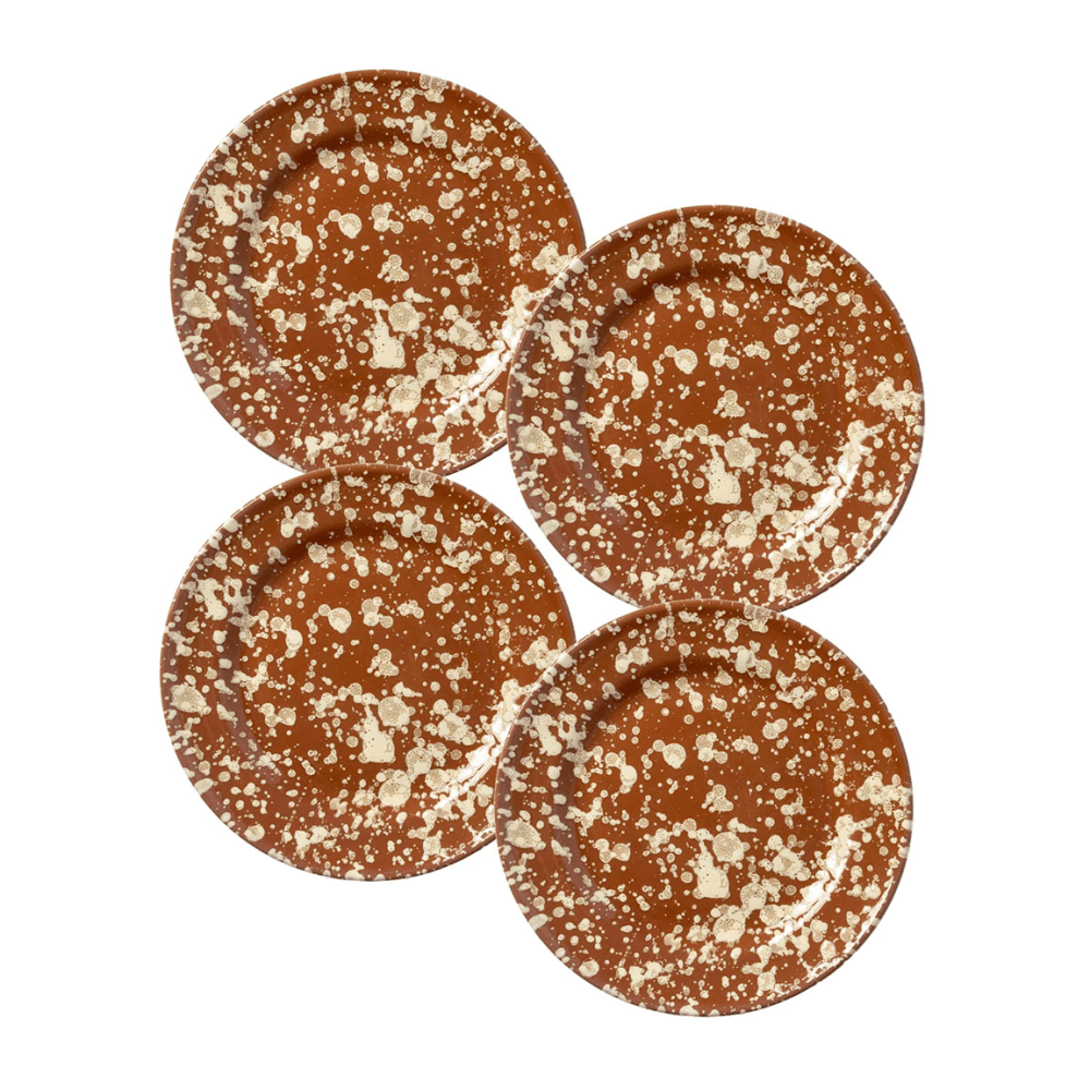 Splatter Set of 4 Side Plates, Terracotta & Cream