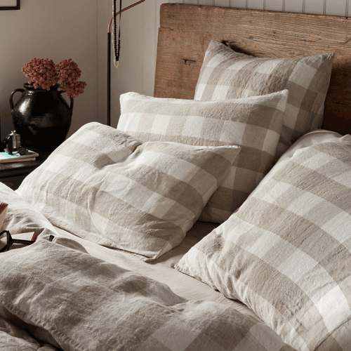 Image showing the Gracie Gingham Pillowcase, Natural product.