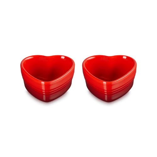 Image showing the Set of 2 Heart Ramekins, Cerise product.