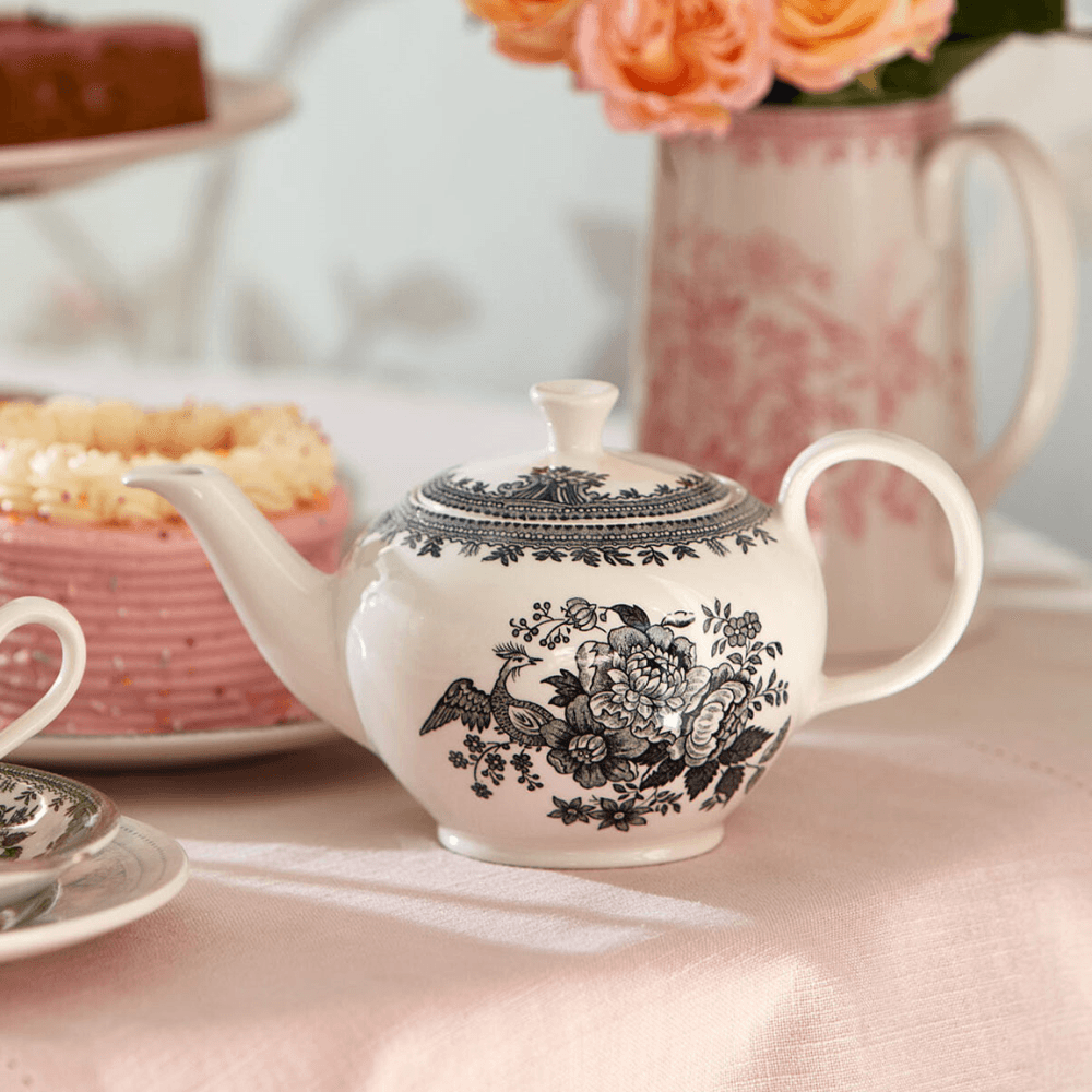 Asiatic Pheasants Teapot, Black & White