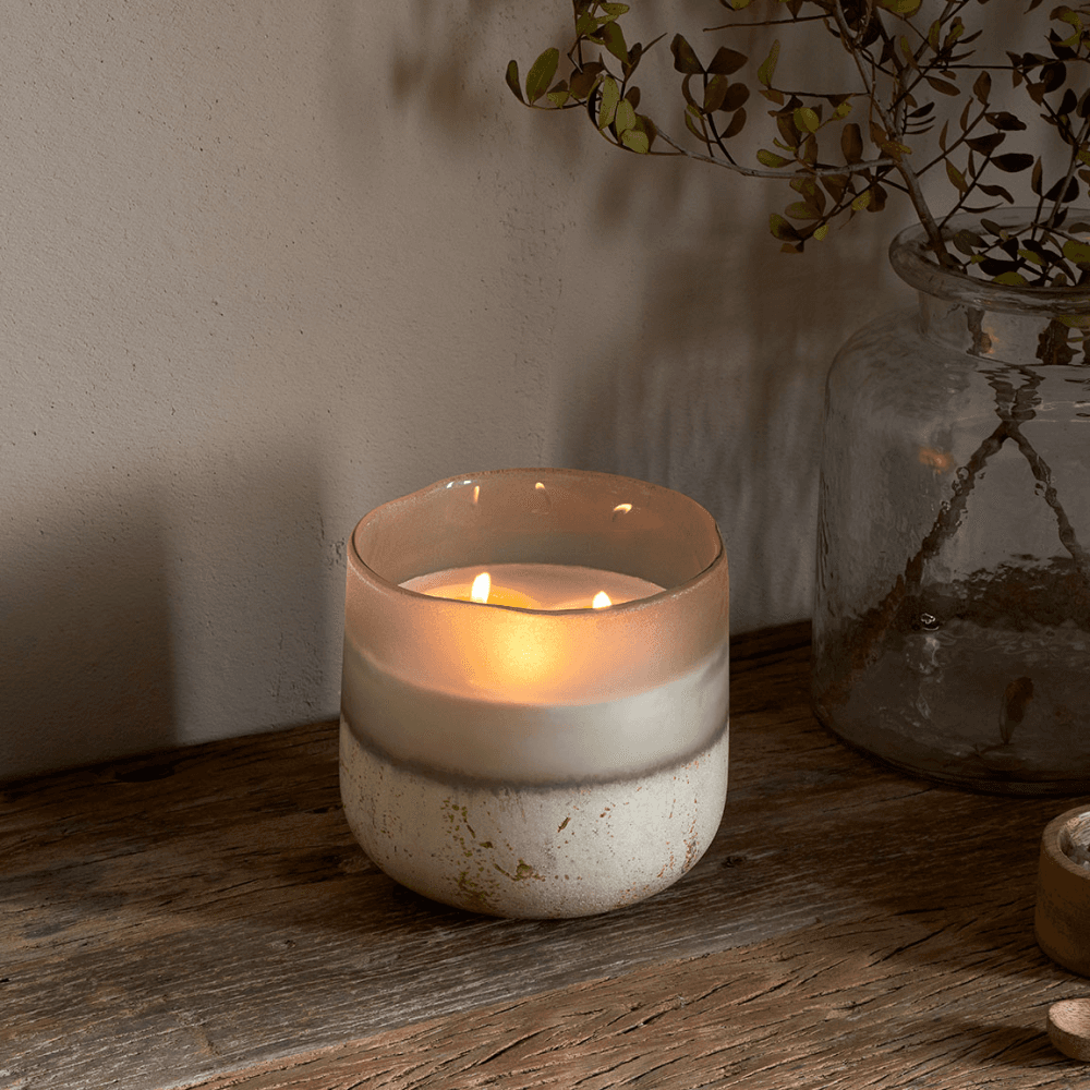 Sea Salt & Moss 3 Wick Scented Candle, Aged Smoke