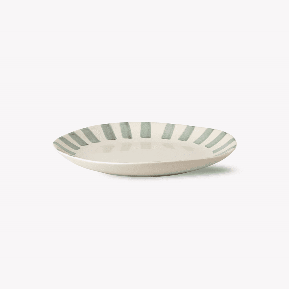 Cranwell Stripe Edge Dinner Plate, Fern