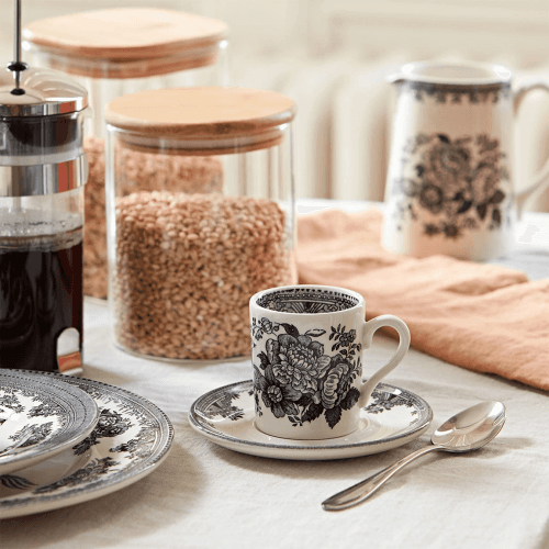 Image showing the Asiatic Pheasants Espresso Saucer, Black & White product.