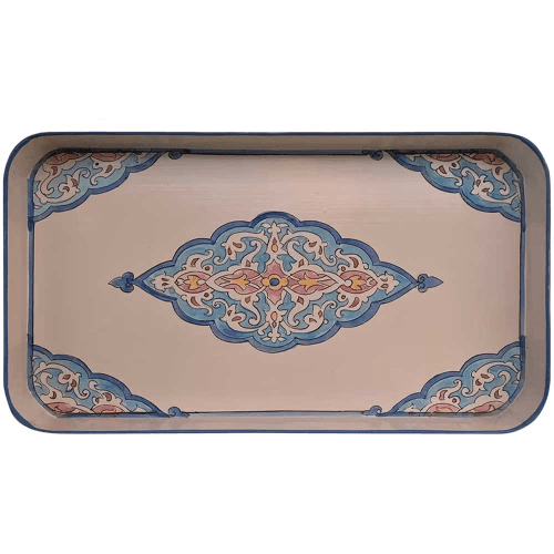 Image showing the Persia Rectangular Handpainted Iron Tray, Blue product.